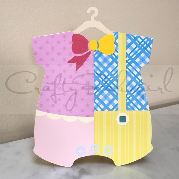 Handmade Baby Shower Card Twins Baby Girl Twins Baby Boy Blank Card Cream Hanger - Picture 1 of 5